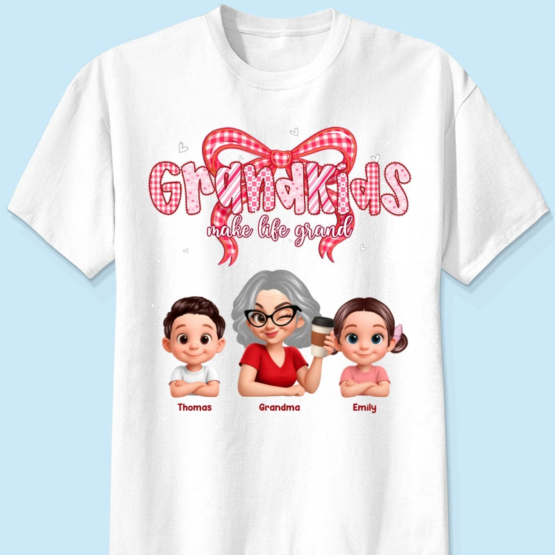 Valentine's Day Grandma Grandkids Make Life Grand - Personalized Shirt - Valentine's Day Gift For Grandma