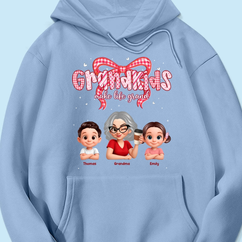 Valentine's Day Grandma Grandkids Make Life Grand - Personalized Shirt - Valentine's Day Gift For Grandma