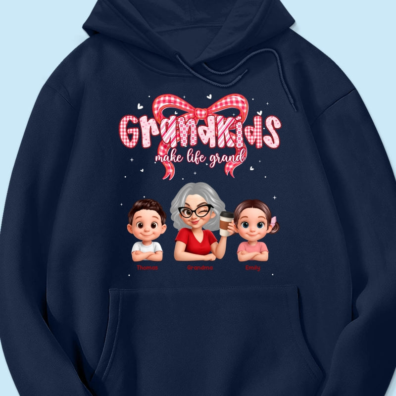 Valentine's Day Grandma Grandkids Make Life Grand - Personalized Shirt - Valentine's Day Gift For Grandma