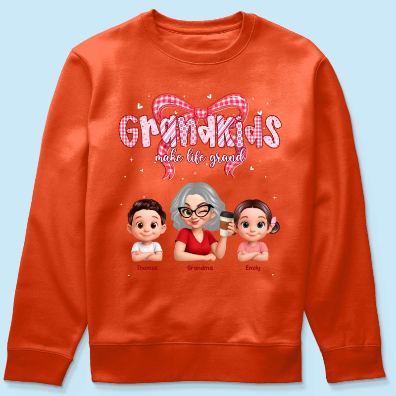 Valentine's Day Grandma Grandkids Make Life Grand - Personalized Shirt - Valentine's Day Gift For Grandma