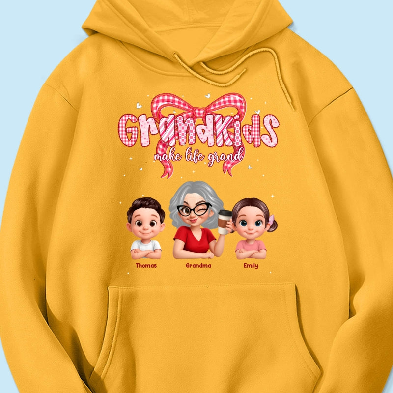Valentine's Day Grandma Grandkids Make Life Grand - Personalized Shirt - Valentine's Day Gift For Grandma