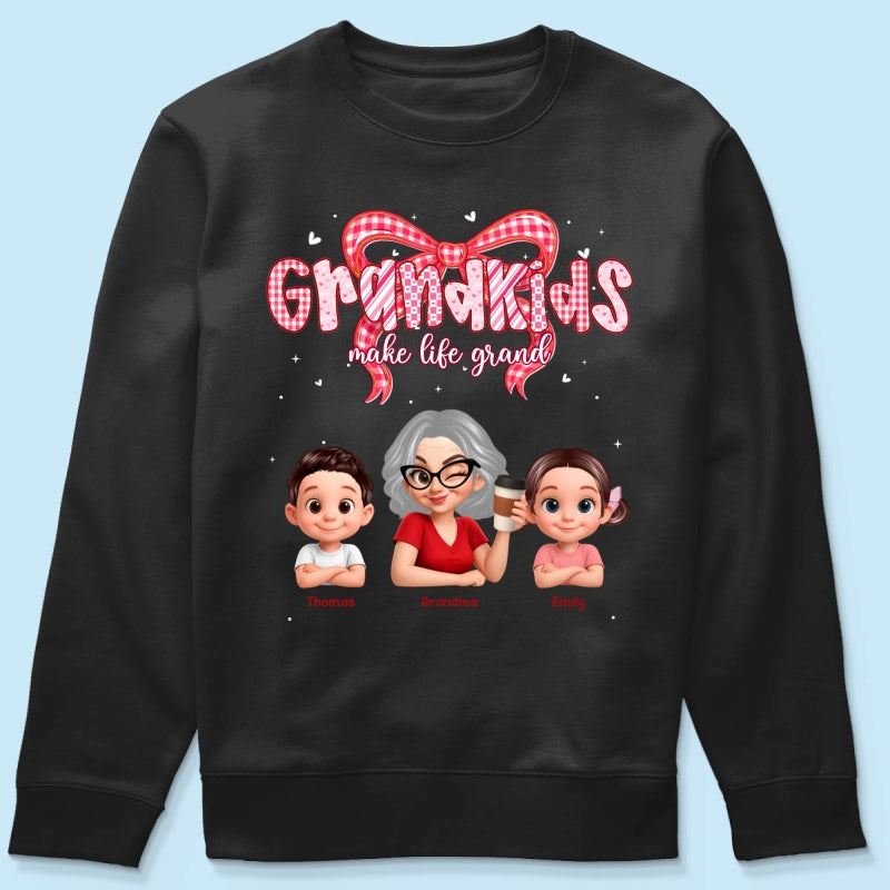 Valentine's Day Grandma Grandkids Make Life Grand - Personalized Shirt - Valentine's Day Gift For Grandma