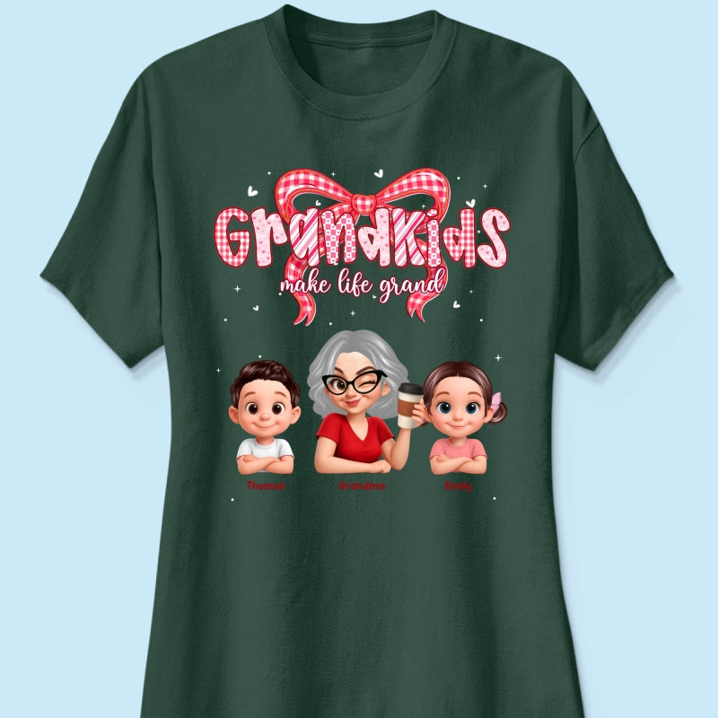 Valentine's Day Grandma Grandkids Make Life Grand - Personalized Shirt - Valentine's Day Gift For Grandma