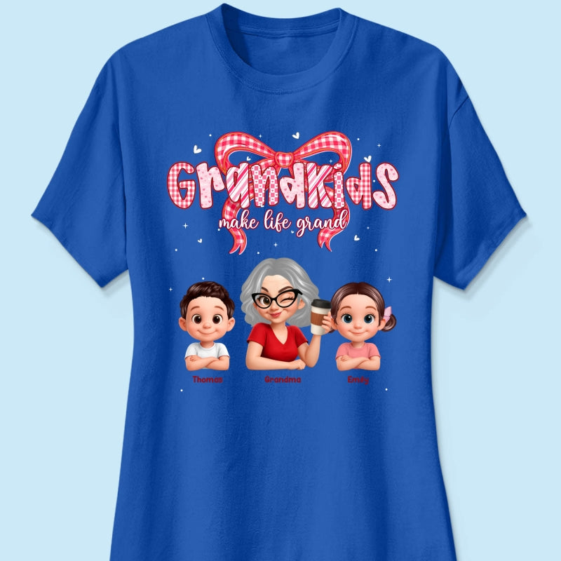 Valentine's Day Grandma Grandkids Make Life Grand - Personalized Shirt - Valentine's Day Gift For Grandma