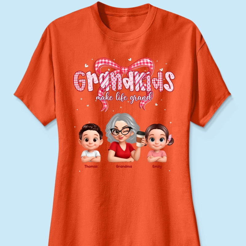 Valentine's Day Grandma Grandkids Make Life Grand - Personalized Shirt - Valentine's Day Gift For Grandma