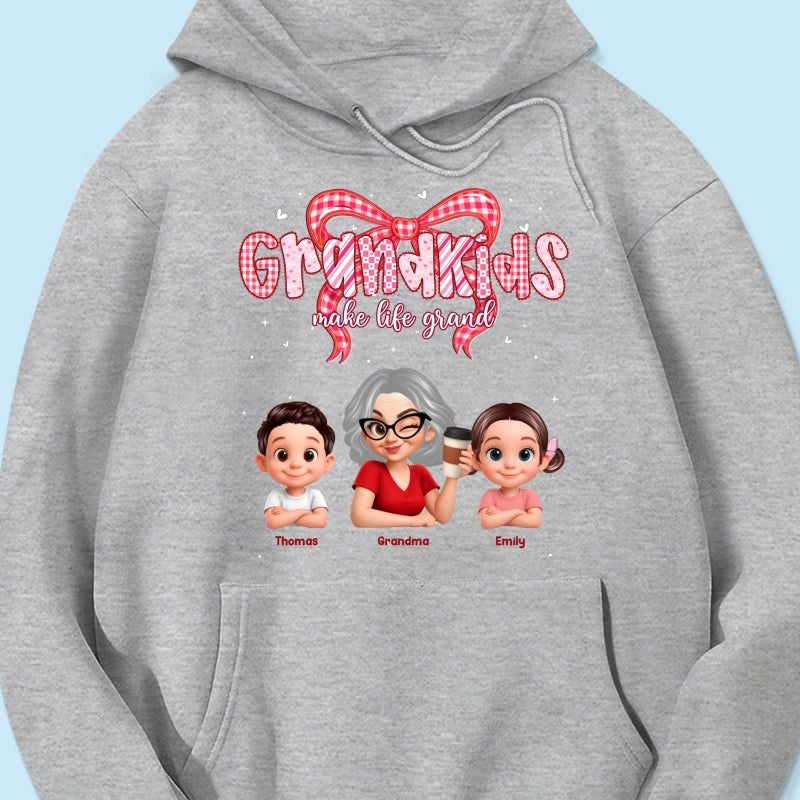 Valentine's Day Grandma Grandkids Make Life Grand - Personalized Shirt - Valentine's Day Gift For Grandma