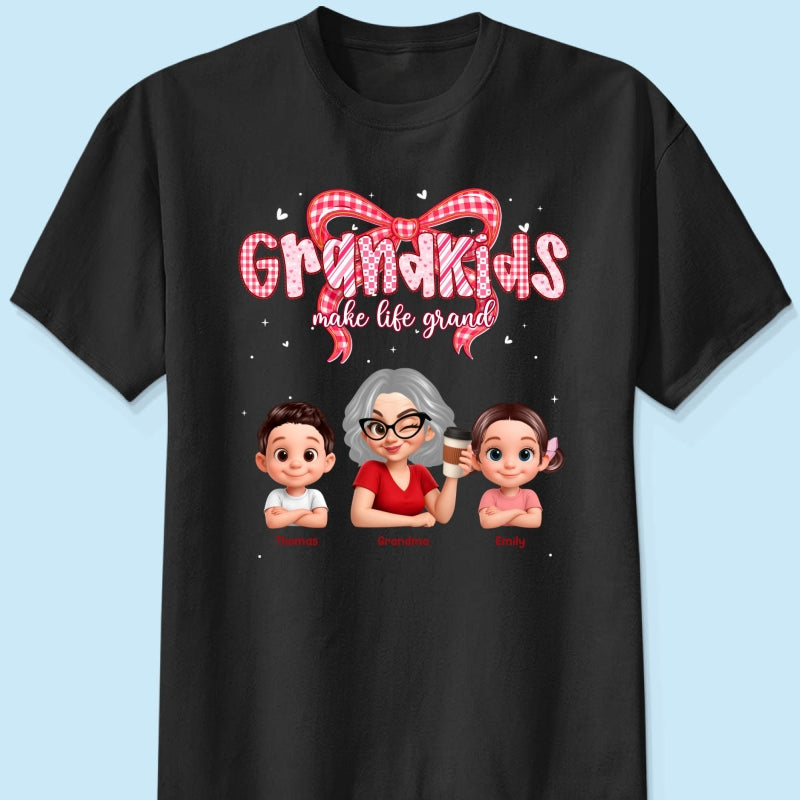 Valentine's Day Grandma Grandkids Make Life Grand - Personalized Shirt - Valentine's Day Gift For Grandma