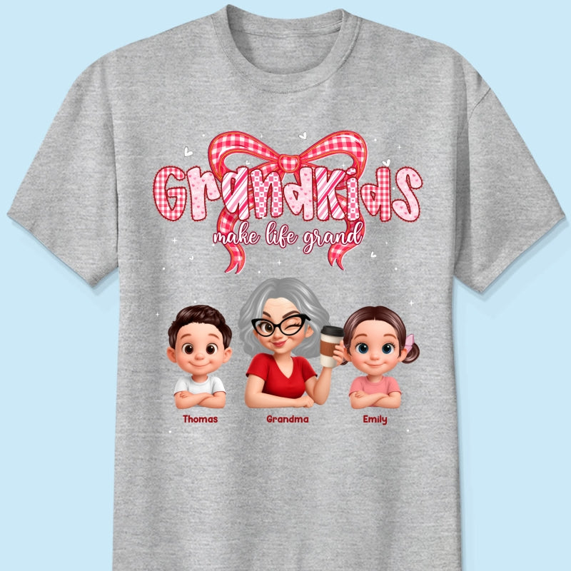 Valentine's Day Grandma Grandkids Make Life Grand - Personalized Shirt - Valentine's Day Gift For Grandma