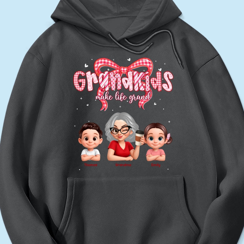 Valentine's Day Grandma Grandkids Make Life Grand - Personalized Shirt - Valentine's Day Gift For Grandma