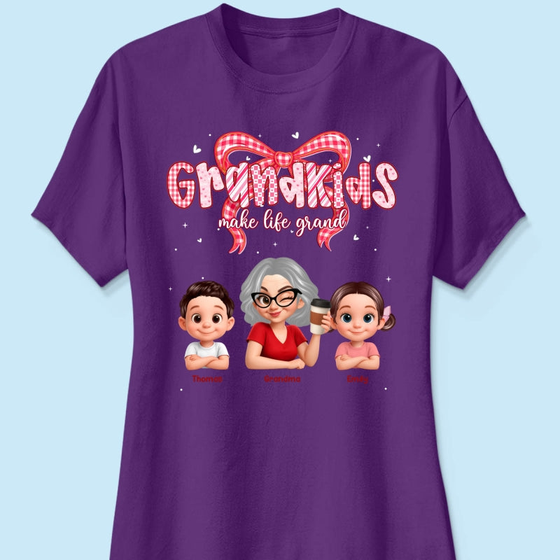 Valentine's Day Grandma Grandkids Make Life Grand - Personalized Shirt - Valentine's Day Gift For Grandma