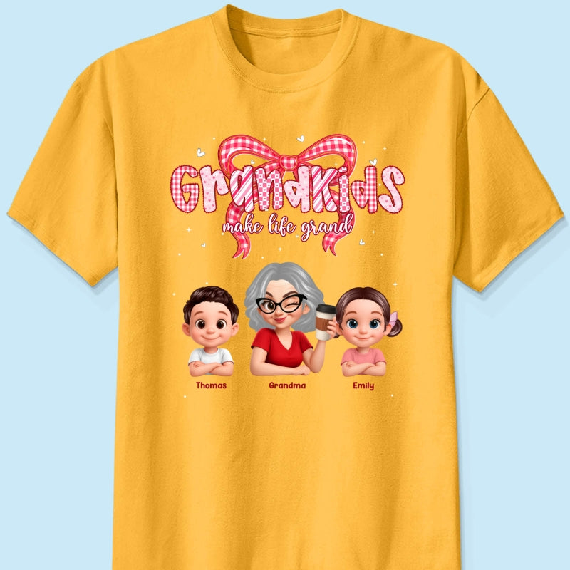 Valentine's Day Grandma Grandkids Make Life Grand - Personalized Shirt - Valentine's Day Gift For Grandma