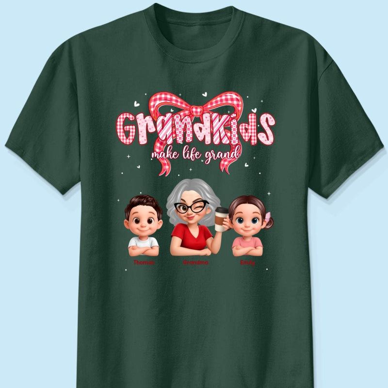 Valentine's Day Grandma Grandkids Make Life Grand - Personalized Shirt - Valentine's Day Gift For Grandma