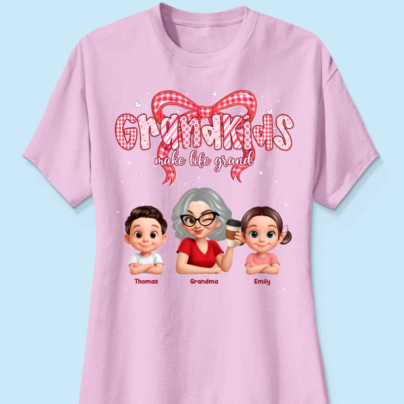 Valentine's Day Grandma Grandkids Make Life Grand - Personalized Shirt - Valentine's Day Gift For Grandma