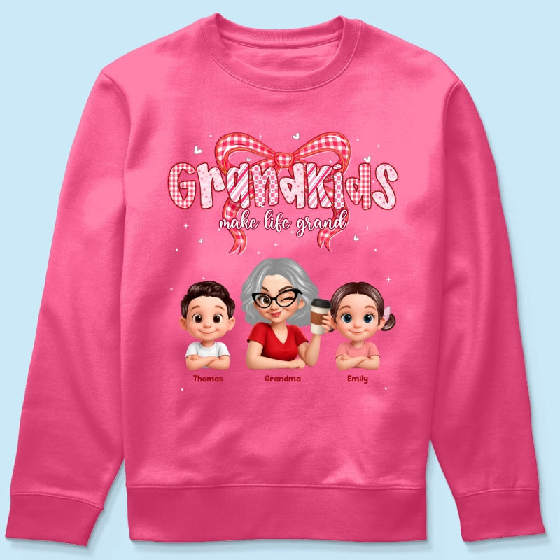 Valentine's Day Grandma Grandkids Make Life Grand - Personalized Shirt - Valentine's Day Gift For Grandma