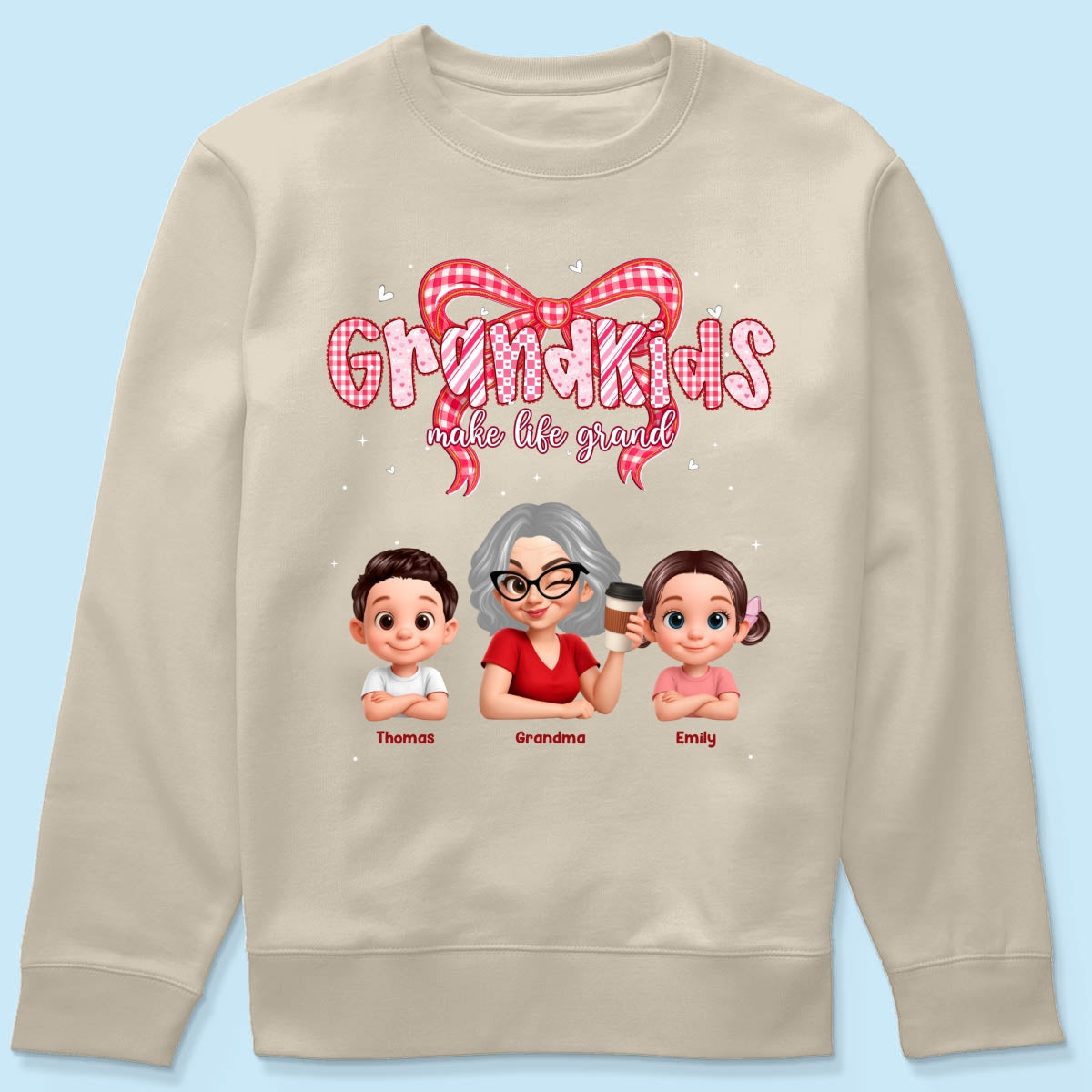 Valentine's Day Grandma Grandkids Make Life Grand - Personalized Shirt - Valentine's Day Gift For Grandma