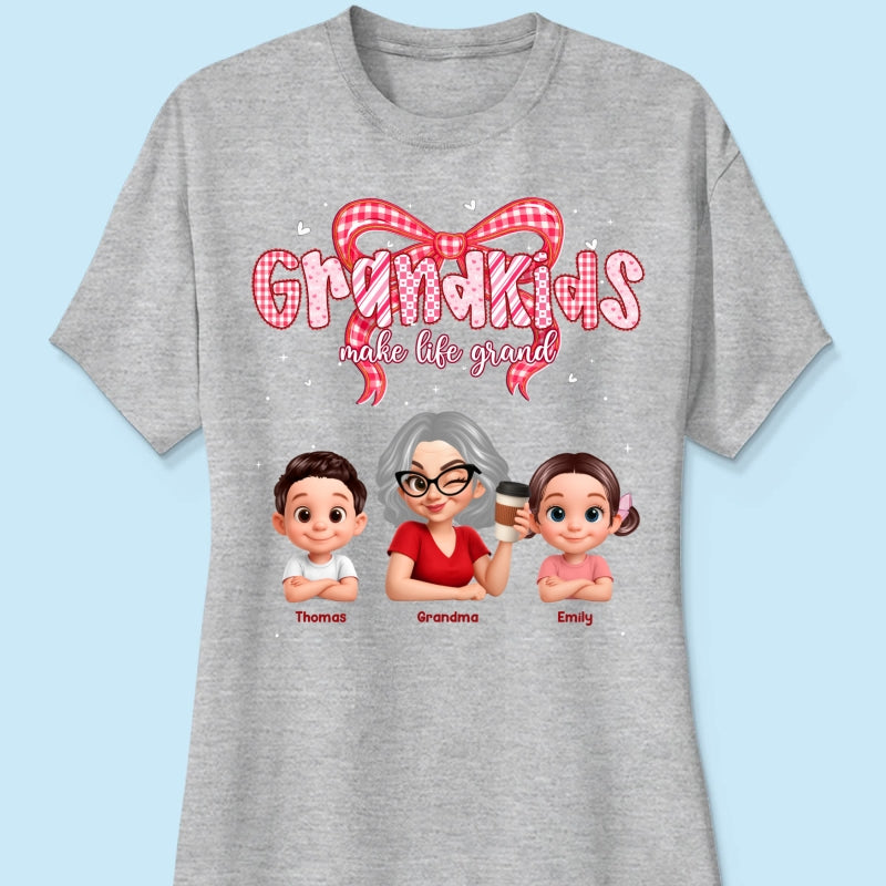 Valentine's Day Grandma Grandkids Make Life Grand - Personalized Shirt - Valentine's Day Gift For Grandma