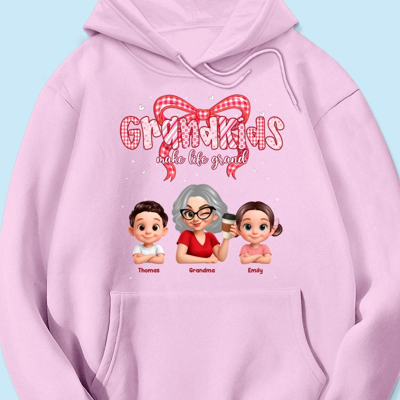 Valentine's Day Grandma Grandkids Make Life Grand - Personalized Shirt - Valentine's Day Gift For Grandma