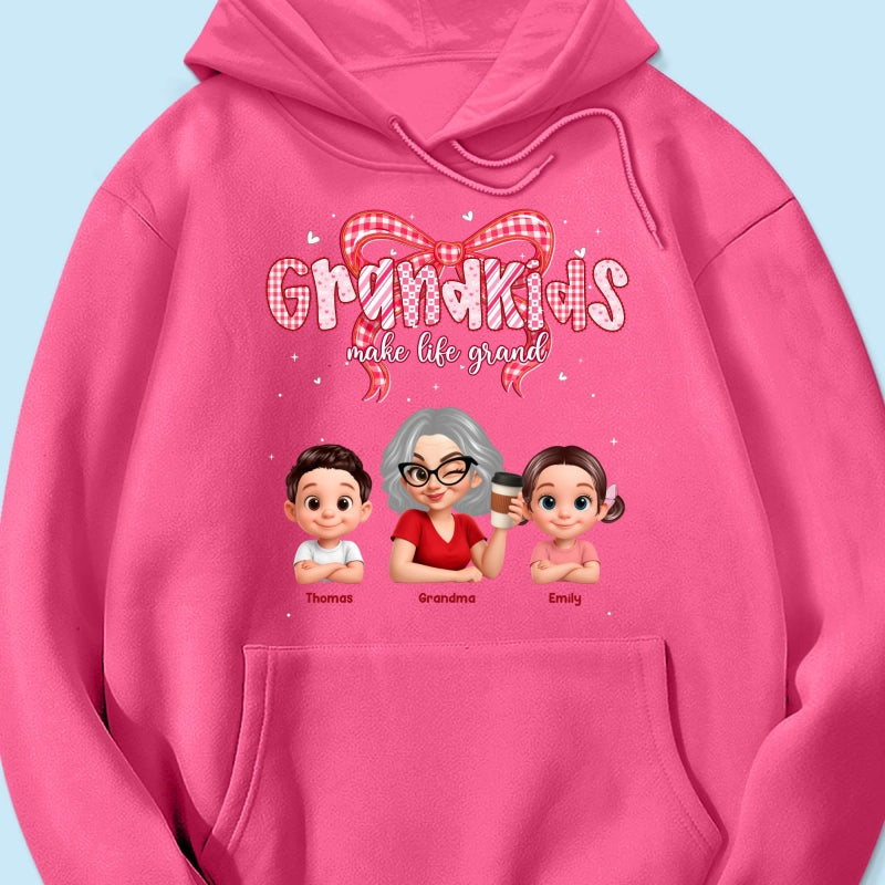 Valentine's Day Grandma Grandkids Make Life Grand - Personalized Shirt - Valentine's Day Gift For Grandma