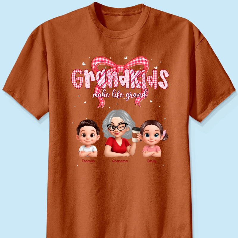 Valentine's Day Grandma Grandkids Make Life Grand - Personalized Shirt - Valentine's Day Gift For Grandma
