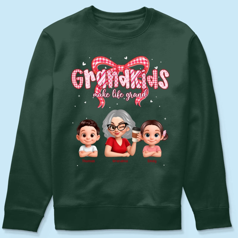 Valentine's Day Grandma Grandkids Make Life Grand - Personalized Shirt - Valentine's Day Gift For Grandma