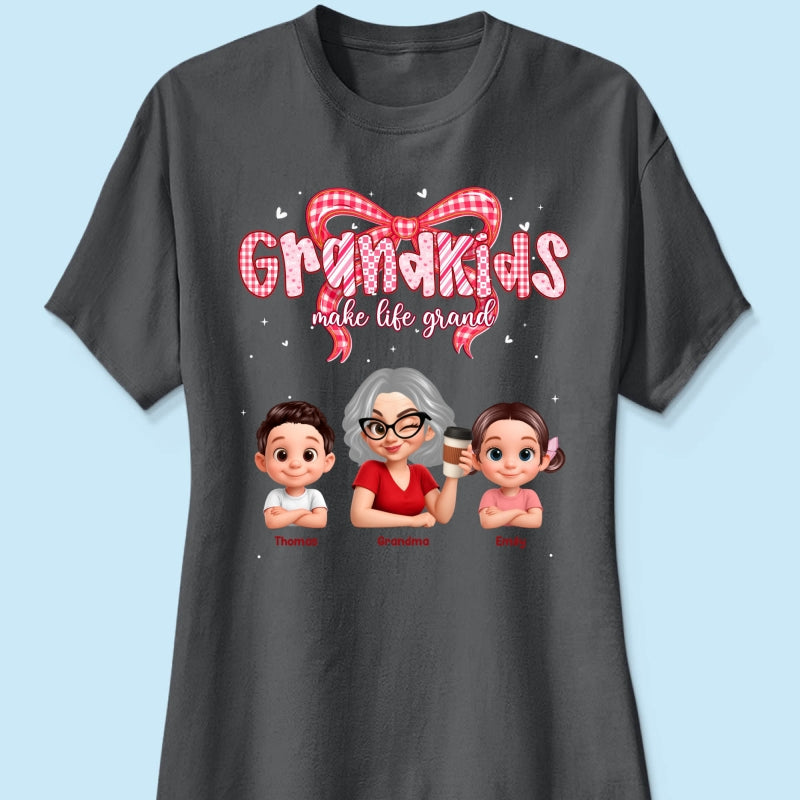 Valentine's Day Grandma Grandkids Make Life Grand - Personalized Shirt - Valentine's Day Gift For Grandma