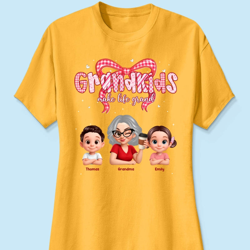Valentine's Day Grandma Grandkids Make Life Grand - Personalized Shirt - Valentine's Day Gift For Grandma