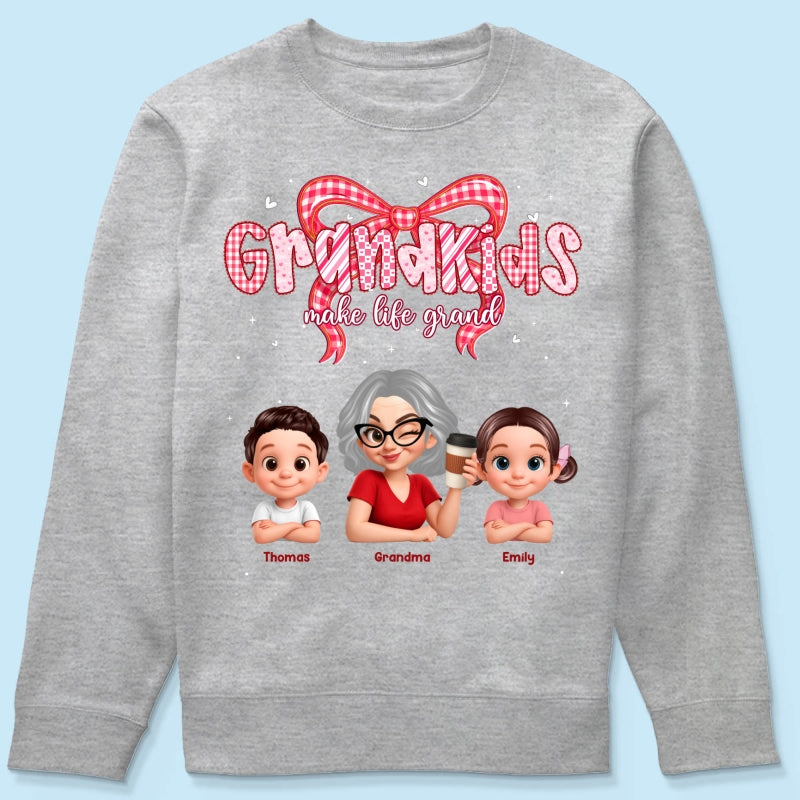Valentine's Day Grandma Grandkids Make Life Grand - Personalized Shirt - Valentine's Day Gift For Grandma
