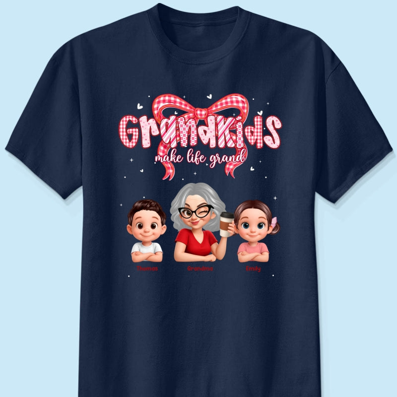 Valentine's Day Grandma Grandkids Make Life Grand - Personalized Shirt - Valentine's Day Gift For Grandma