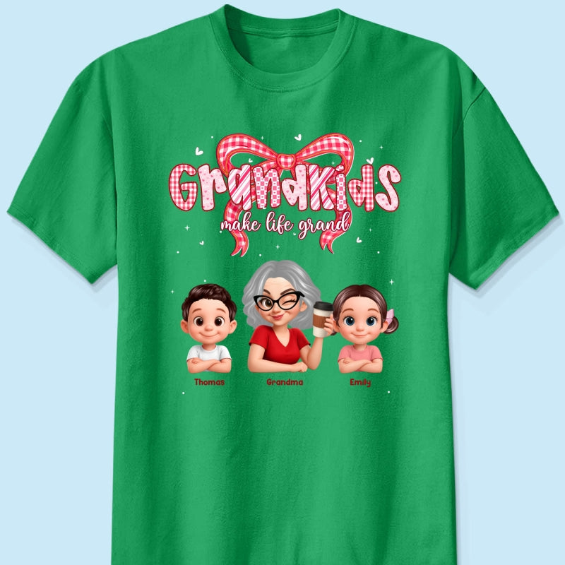 Valentine's Day Grandma Grandkids Make Life Grand - Personalized Shirt - Valentine's Day Gift For Grandma