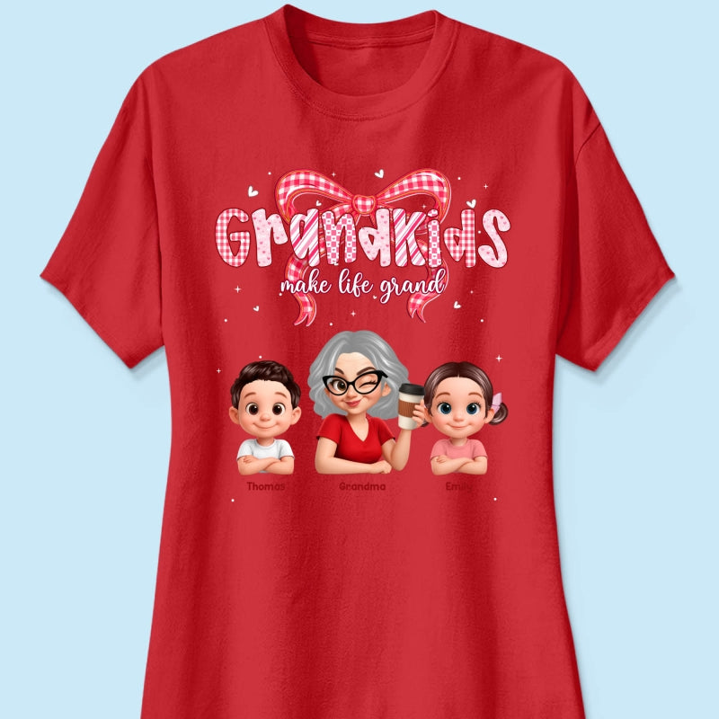 Valentine's Day Grandma Grandkids Make Life Grand - Personalized Shirt - Valentine's Day Gift For Grandma
