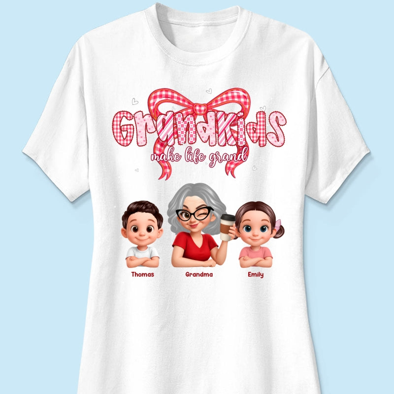 Valentine's Day Grandma Grandkids Make Life Grand - Personalized Shirt - Valentine's Day Gift For Grandma