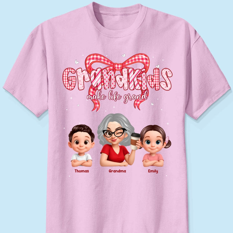 Valentine's Day Grandma Grandkids Make Life Grand - Personalized Shirt - Valentine's Day Gift For Grandma