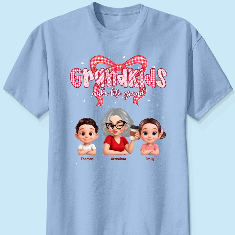 Valentine's Day Grandma Grandkids Make Life Grand - Personalized Shirt - Valentine's Day Gift For Grandma