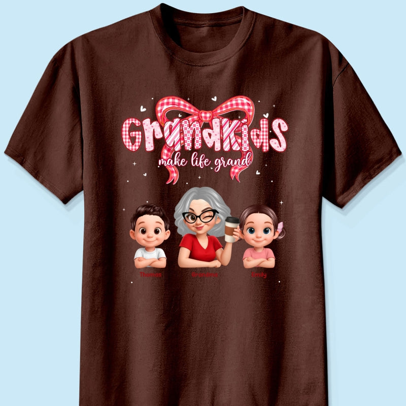 Valentine's Day Grandma Grandkids Make Life Grand - Personalized Shirt - Valentine's Day Gift For Grandma