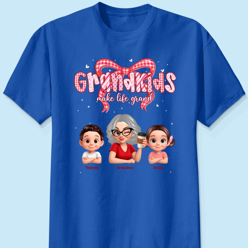 Valentine's Day Grandma Grandkids Make Life Grand - Personalized Shirt - Valentine's Day Gift For Grandma