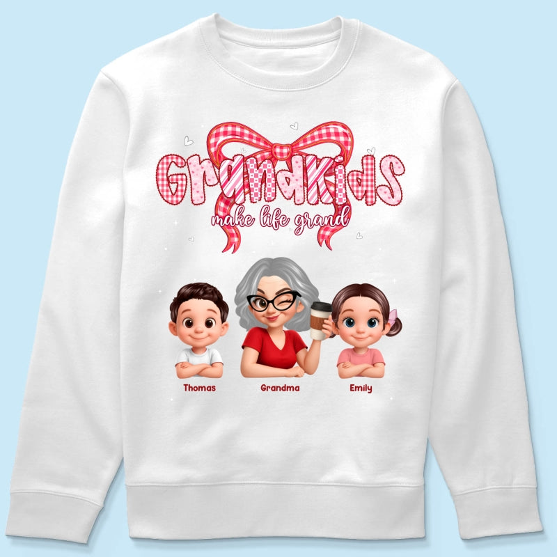 Valentine's Day Grandma Grandkids Make Life Grand - Personalized Shirt - Valentine's Day Gift For Grandma