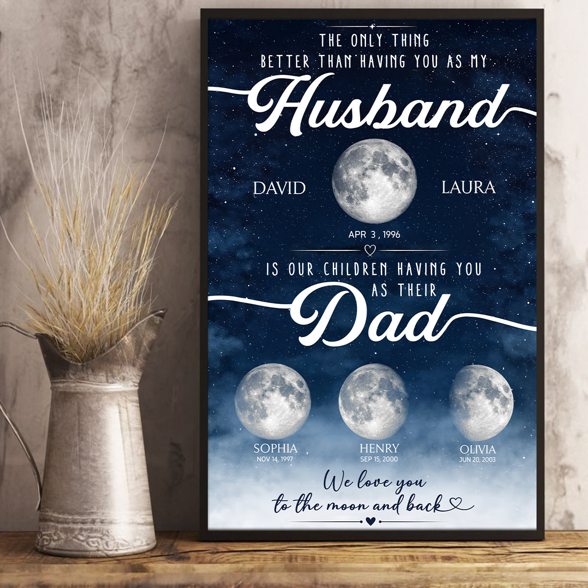 The Only Thing Better Custom Moon Phase by Date - Personalized Poster - Father's Day Gift for Dad, Husband