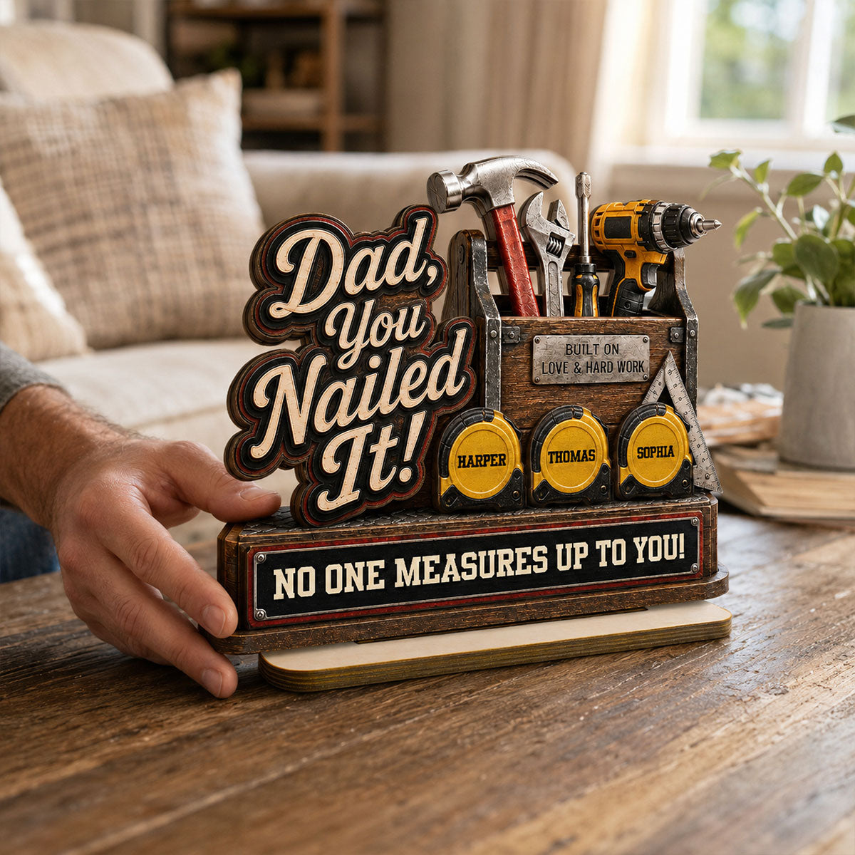 Dad You Nailed It Custom Name 2D Flat - Personalized 2-Layered Wooden Plaque -  Gift For Dad