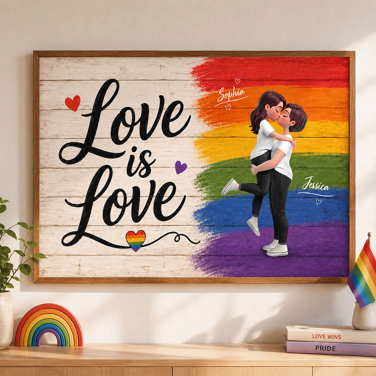 LGBT+ Couple Love Is Love - Personalized Poster - Gift For Couple, Happy Pride Month