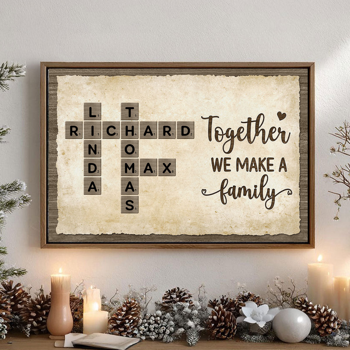Together We Make A Family Crossword Art - Personalized Poster - Sentimental Gift for Grandma Grandpa Grandparents