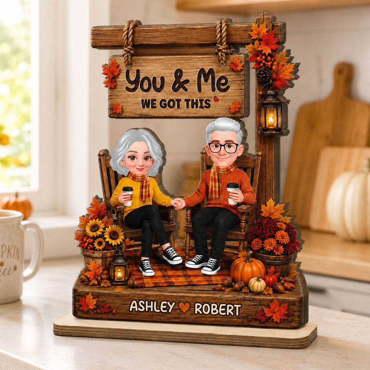 Fall Season Couple You & Me We Got This - Personalized 2-Layered Wooden Plaque - Fall Decor For Couple