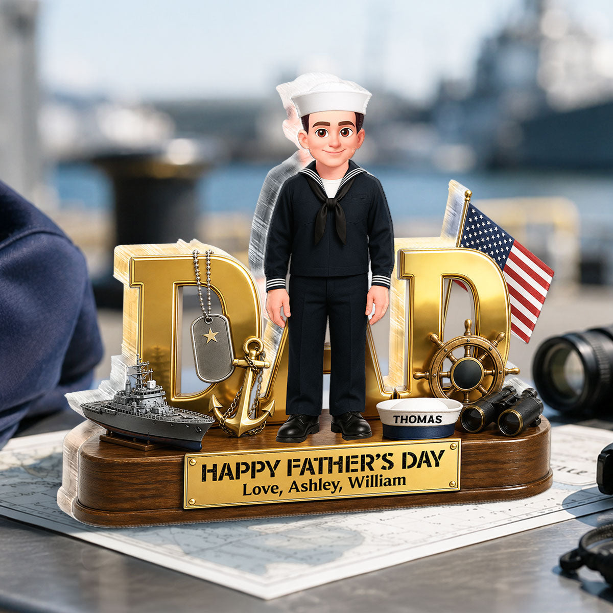Proud American Navy Dad You Are Our Hero - Personalized Acrylic Block Plaque -  Gift For Dad