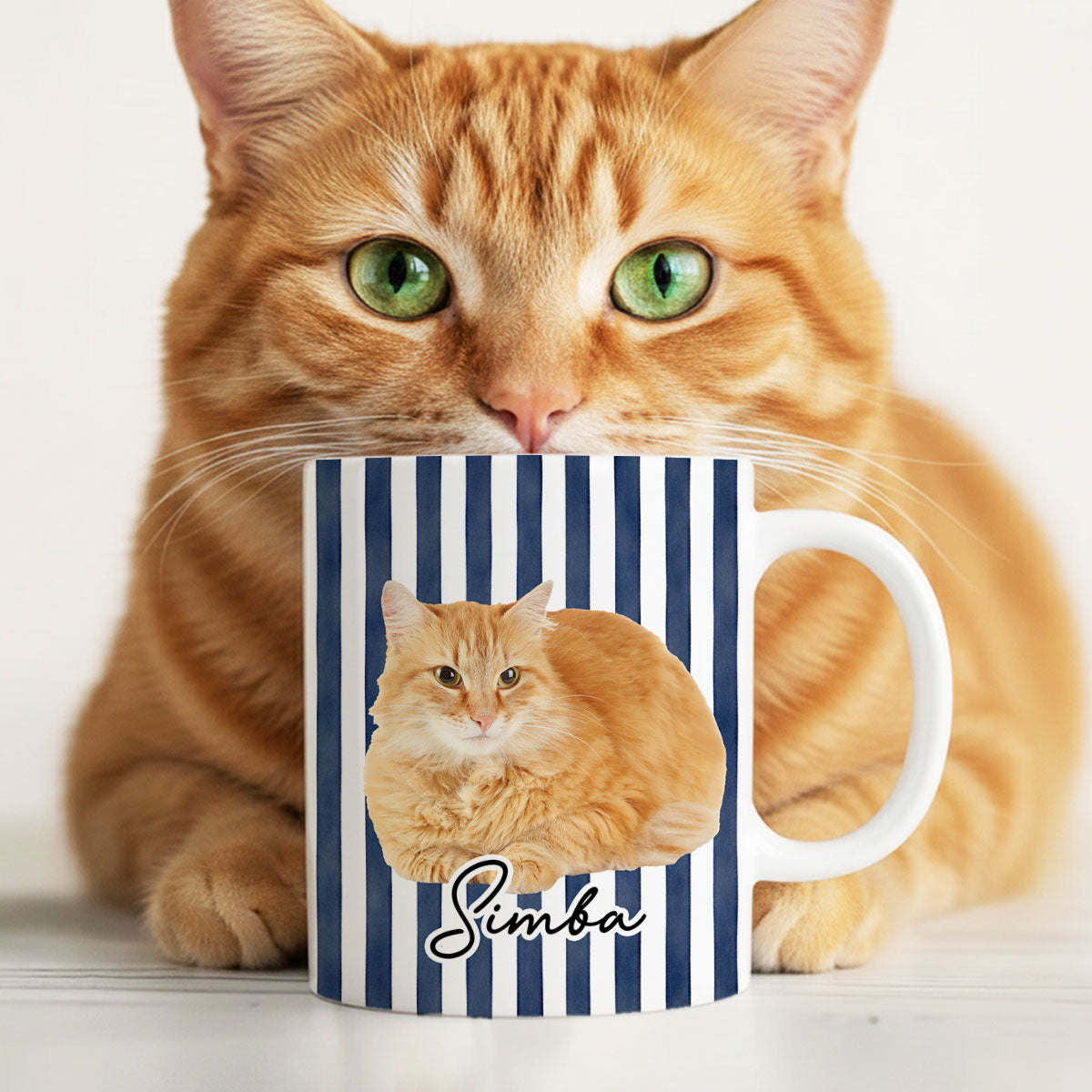 Pet With Classic Stripes Pattern Upload Photo - Personalized Mug - Gift For Dog Lovers, Cat Lovers