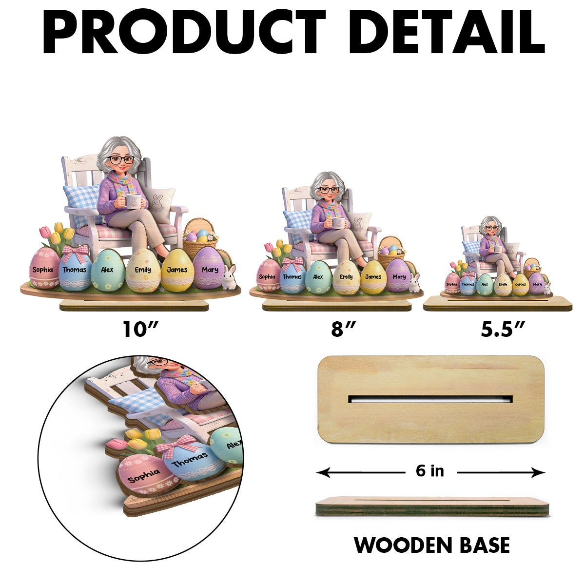 Grandma Little Easter Eggs - Personalized 2-Layered Wooden Plaque - Gift For Grandma
