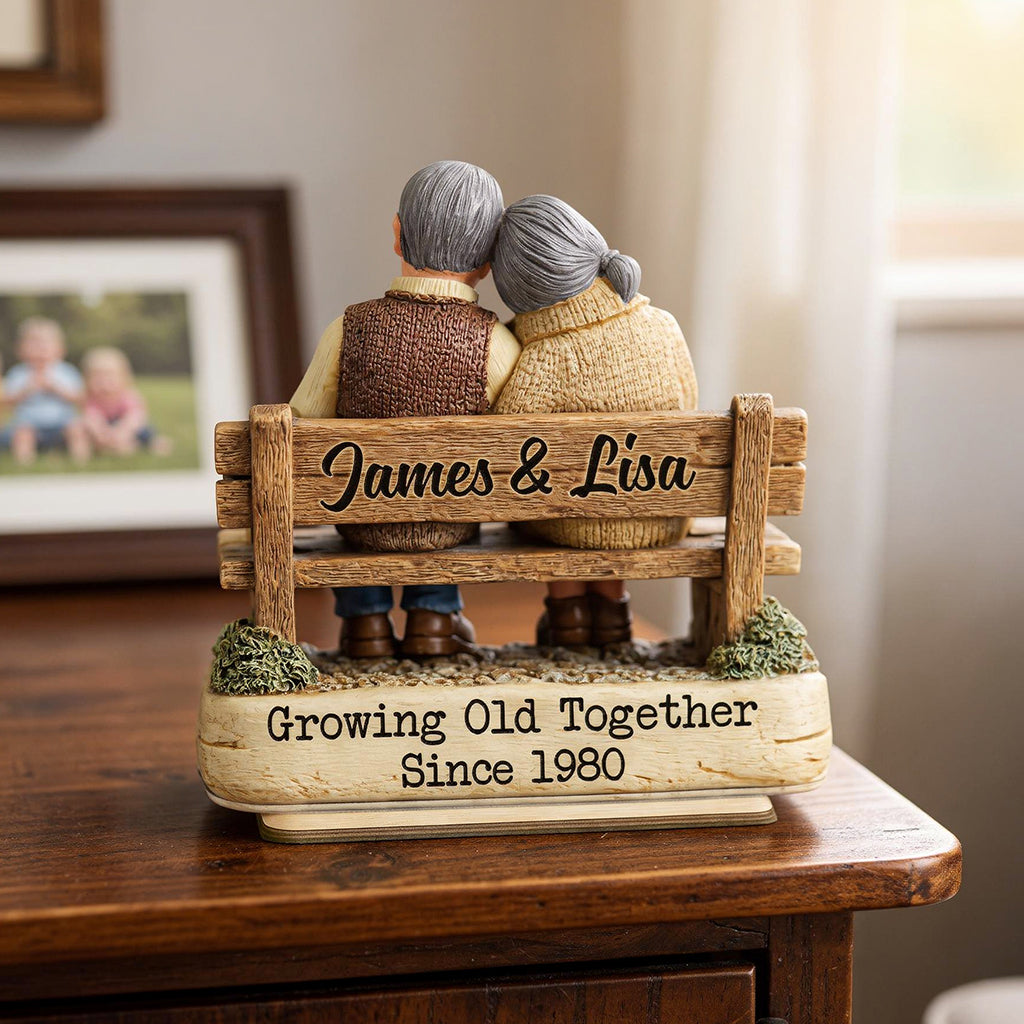 Growing Old Together Couple  - Personalized Standing Wooden Plaque - Gift for Couple