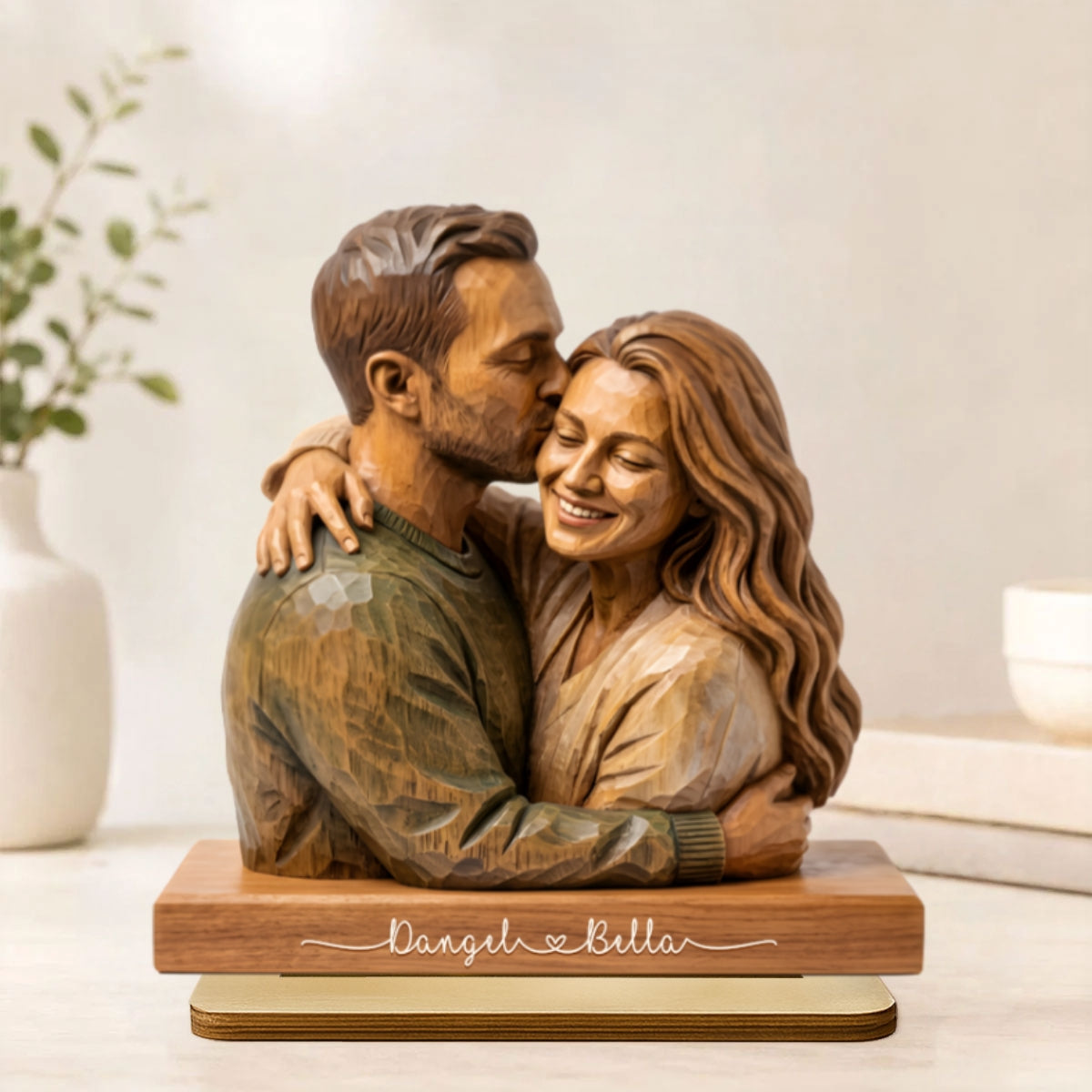 Custom Couple Photo - Personalized 2-Layered Wooden Plaque - Romantic Anniversary Gift for Wife Husband