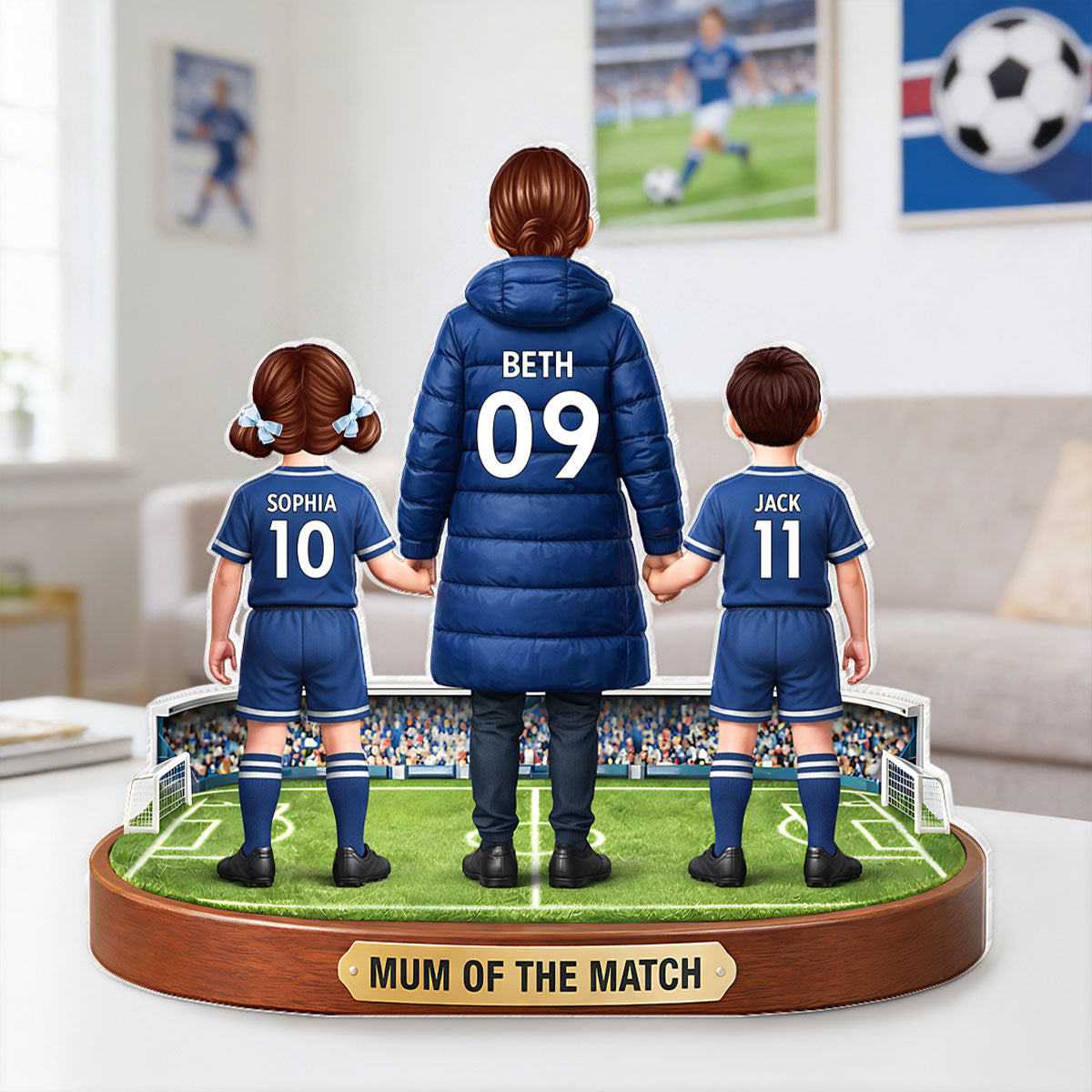 Mum Of The Match - Personalised Acrylic Block Plaque - Gift For Football Mum