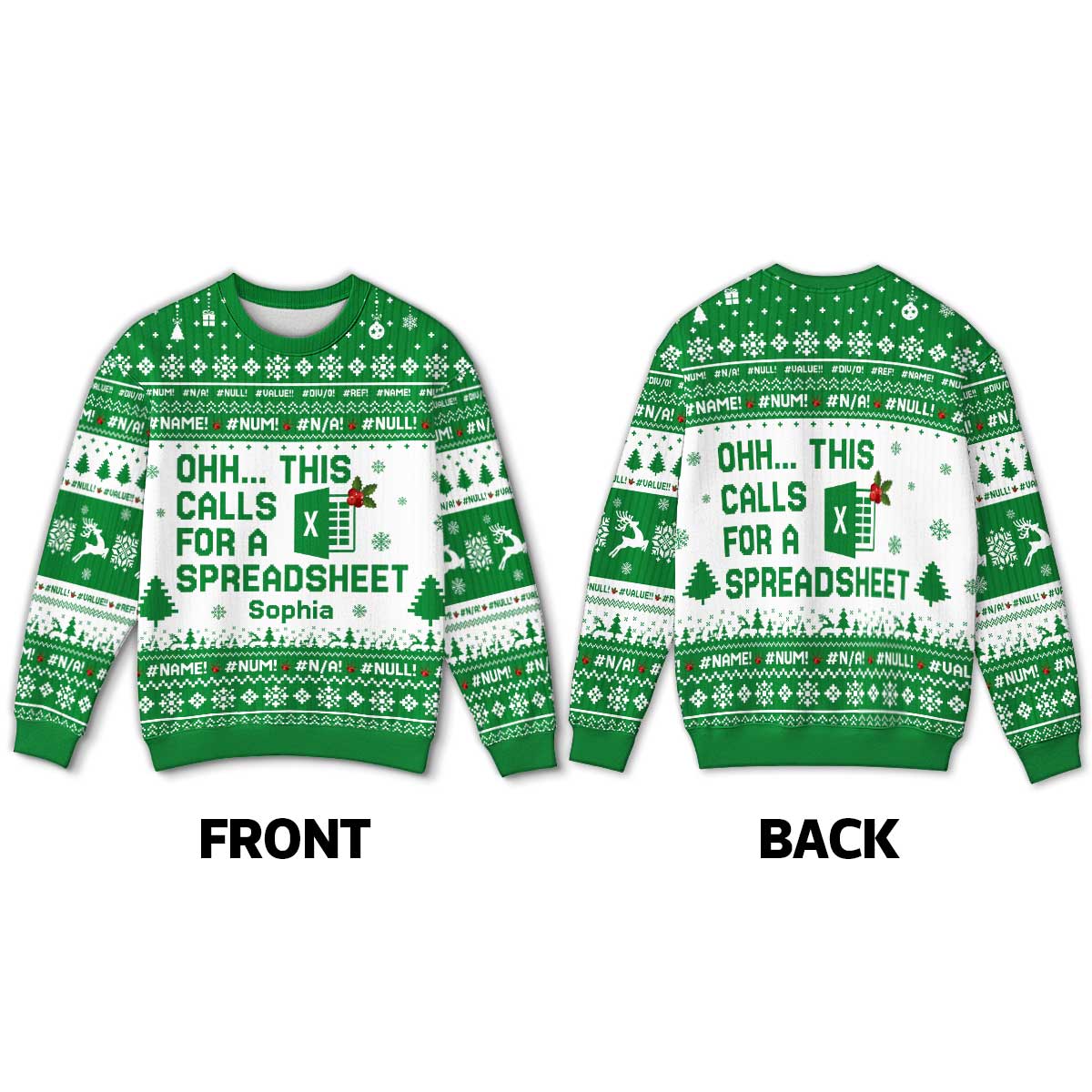 This Calls For A Spreadsheet - Personalized Faux Knitted Ugly Sweater - Funny Matching Shirt For Coworkers