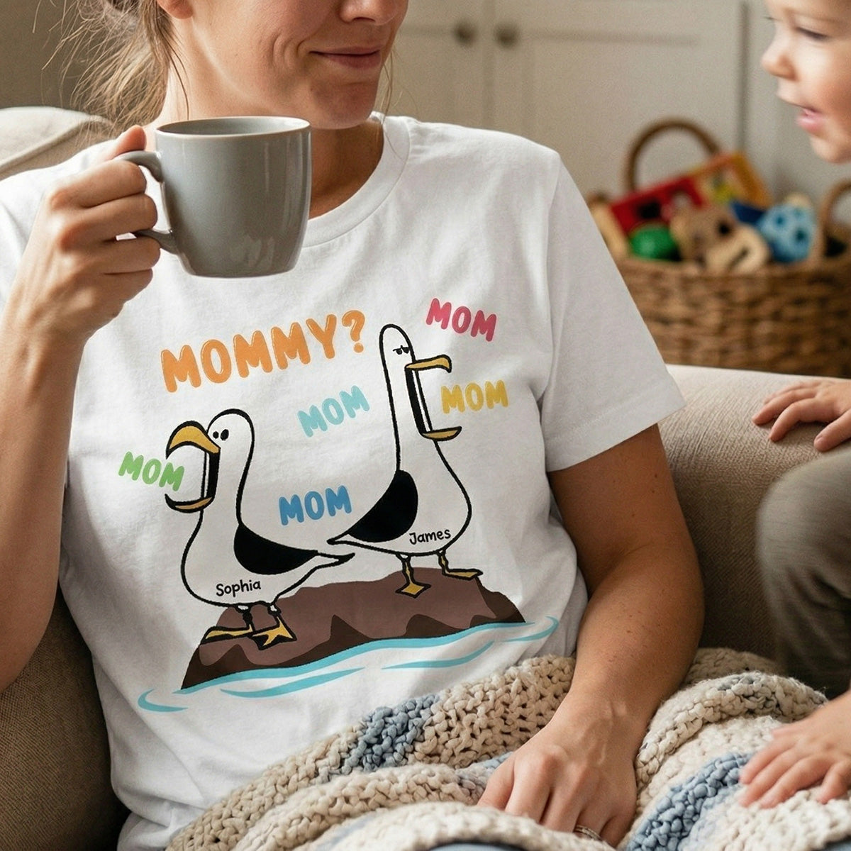 Seagull Mom Mom Mom Colorful - Personalized Shirt - Funny Mother's Day Gift For Mom
