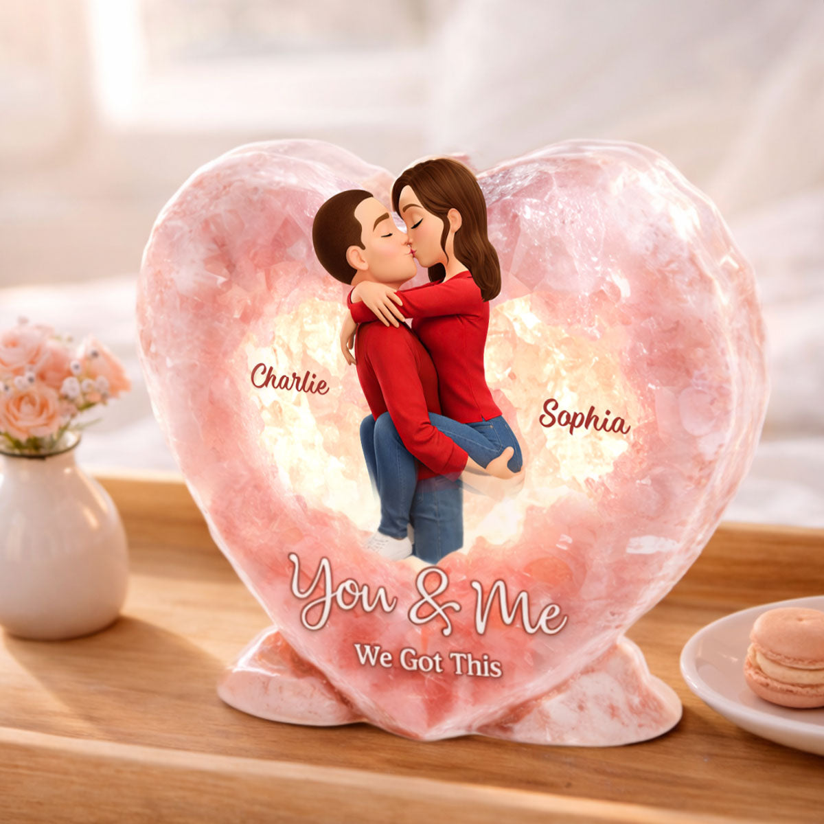Rose Quartz Style Unconditional Love - Personalized Acrylic Block Plaque - Anniversary, Valentine's Day Gift, Gift For Him, Gift For Her